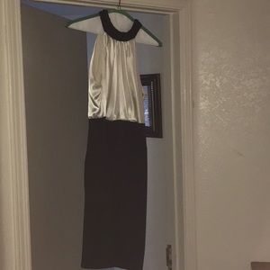Women’s cocktail dress. Size 12 black and white satin